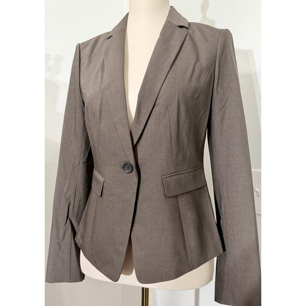 NEW Ann Taylor One Button Wool Blend Blazer Brown Soft Beige Sz 4 NWT $198